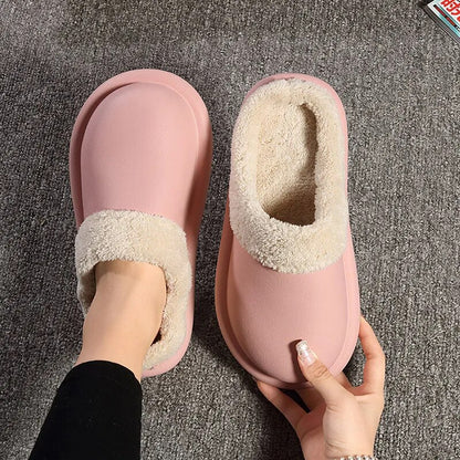 2023 Winter Slippers Women Plush Warm Slipper Home Flip Flop House Woman Flat Slip On Shoes