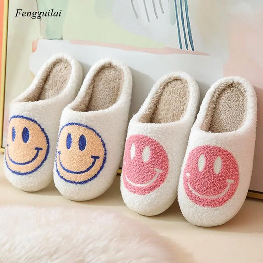 Happy Face Winter Slippers for Women - Cozy Indoor Comfort