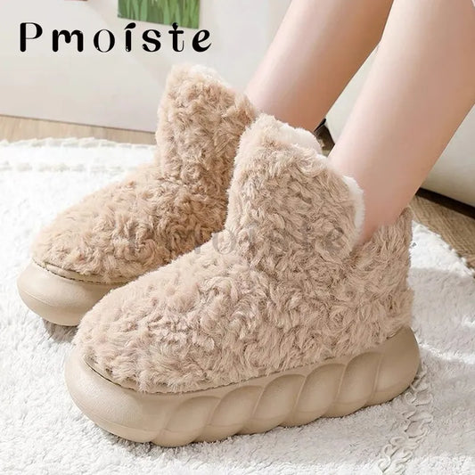 Warm and Stylish Furry Home Slippers for Women - Cozy Winter House Shoes with Plush Comfort