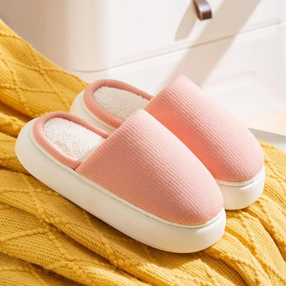 Winter Warm Cotton Slippers with Thick Non-Slip Soles