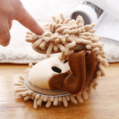Dog Print Dust Mop Slippers - Clean with a Playful Twist!