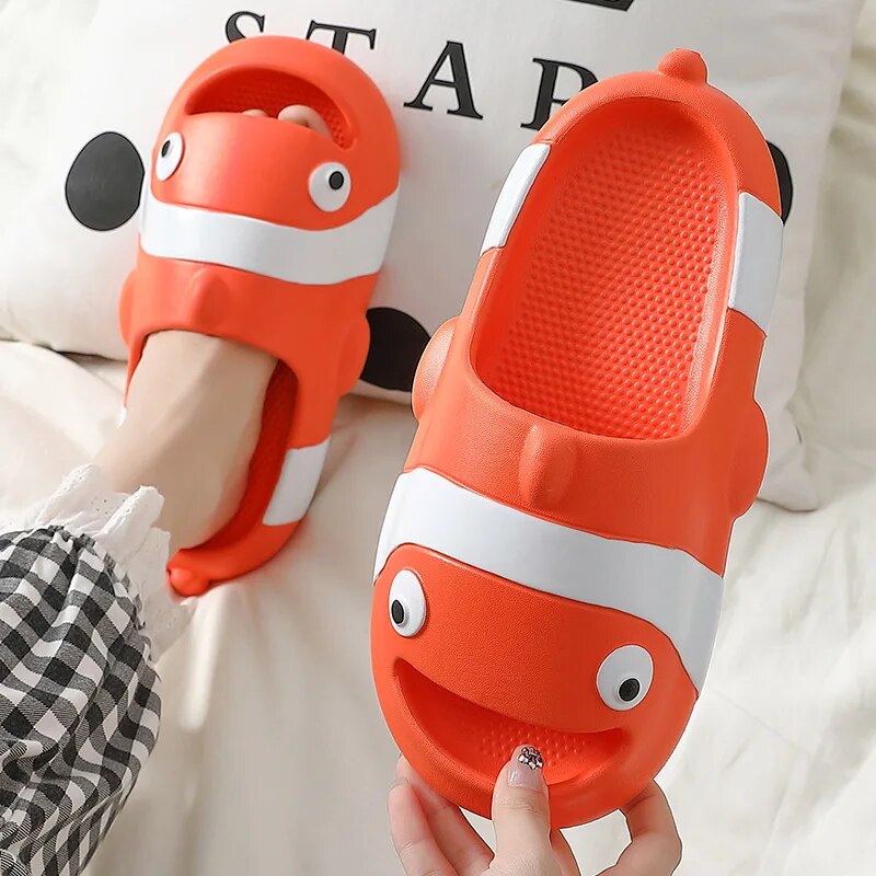 Nemo and Friends Fish and Dog Slippers - Fun Unisex Summer Slides for Beach and Home