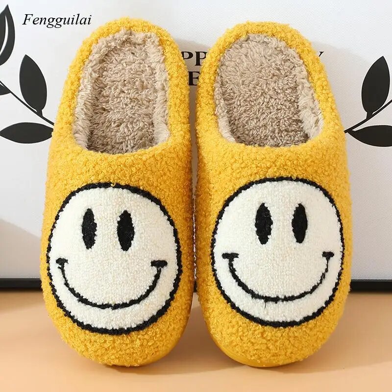 Happy Face Winter Slippers for Women - Cozy Indoor Comfort