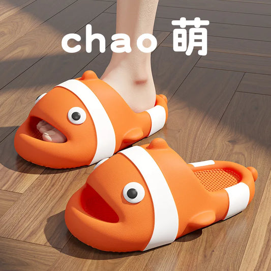 Nemo and Friends Fish and Dog Slippers - Fun Unisex Summer Slides for Beach and Home