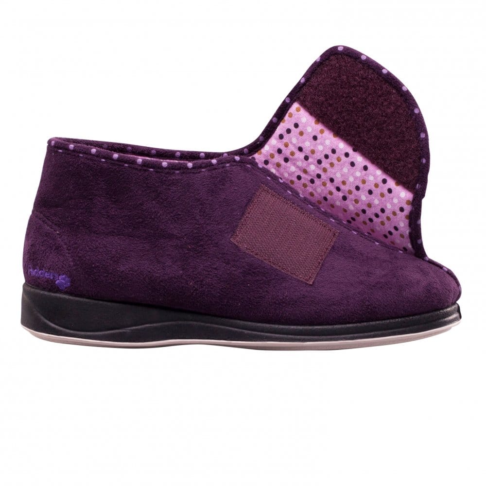 Padders CHERISH Womens (2E Fit) Touch Fasten Boot Slippers Purple - Image 5