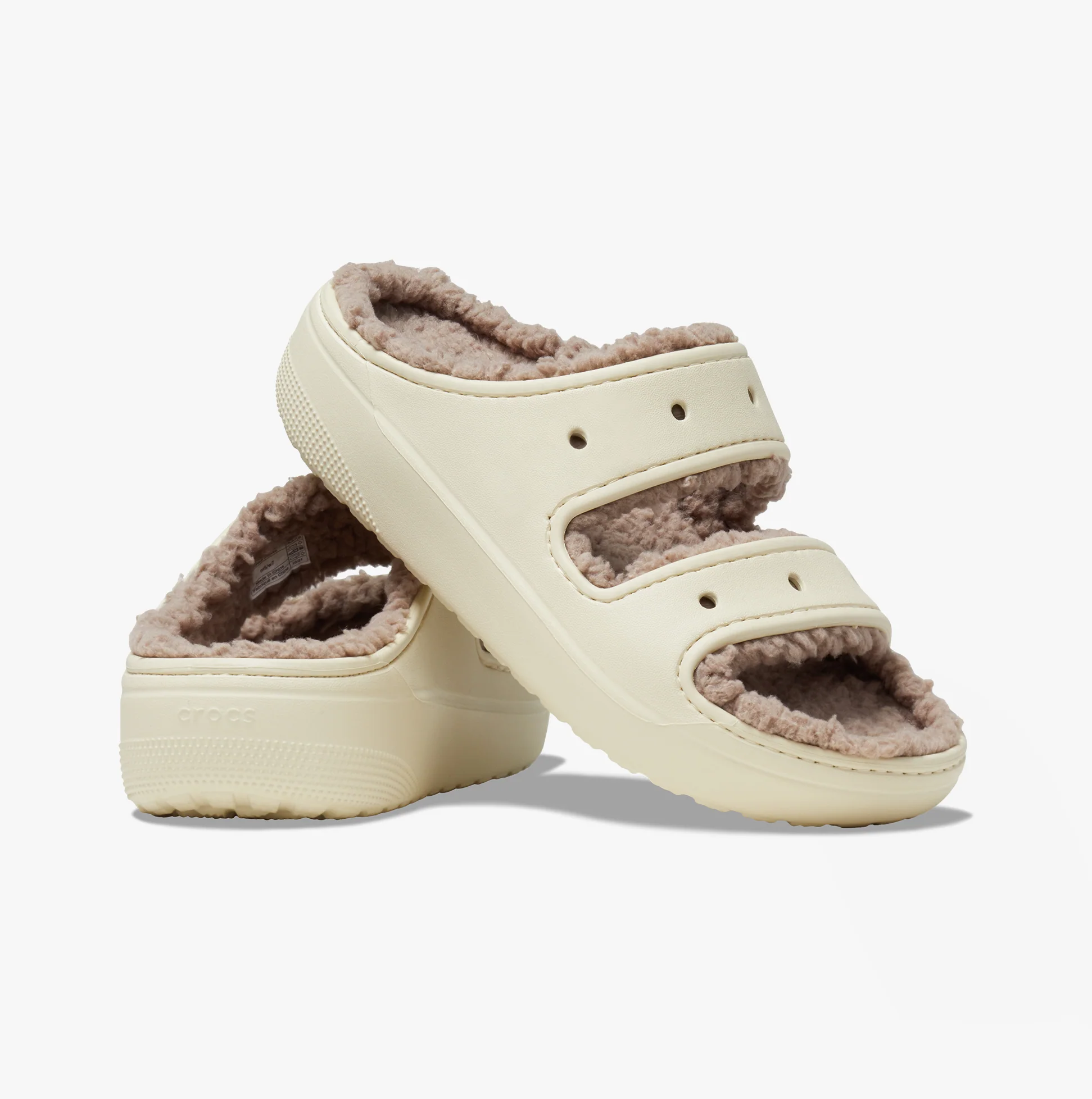 Crocs 207446-2YC CLASSIC COZZZY Unisex Sliders Bone/Mushroom - Image 5