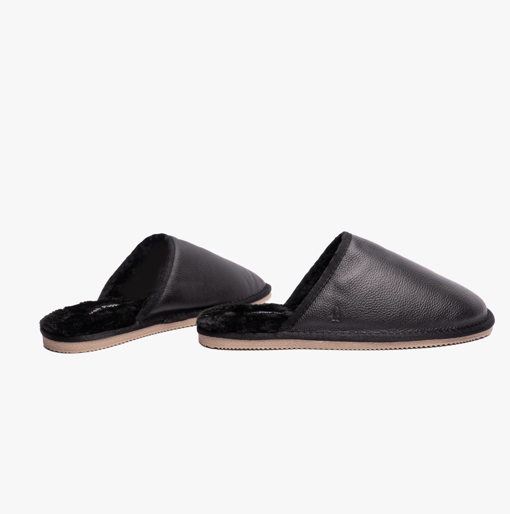 Hush Puppies COADY LEATHER SLIPPER Classic Mens Slippers Black - Image 3