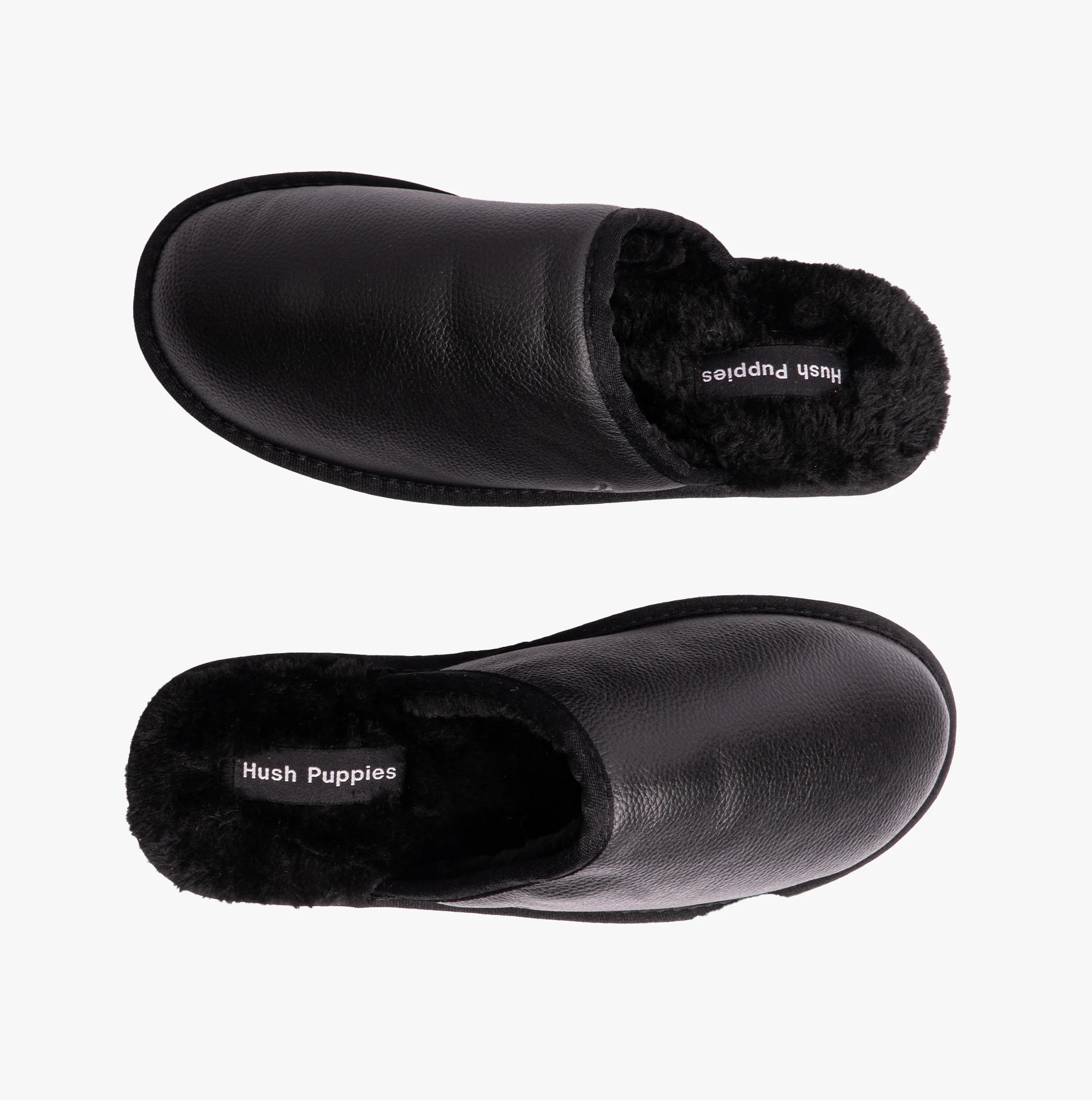 Hush Puppies COADY LEATHER SLIPPER Classic Mens Slippers Black - Image 4