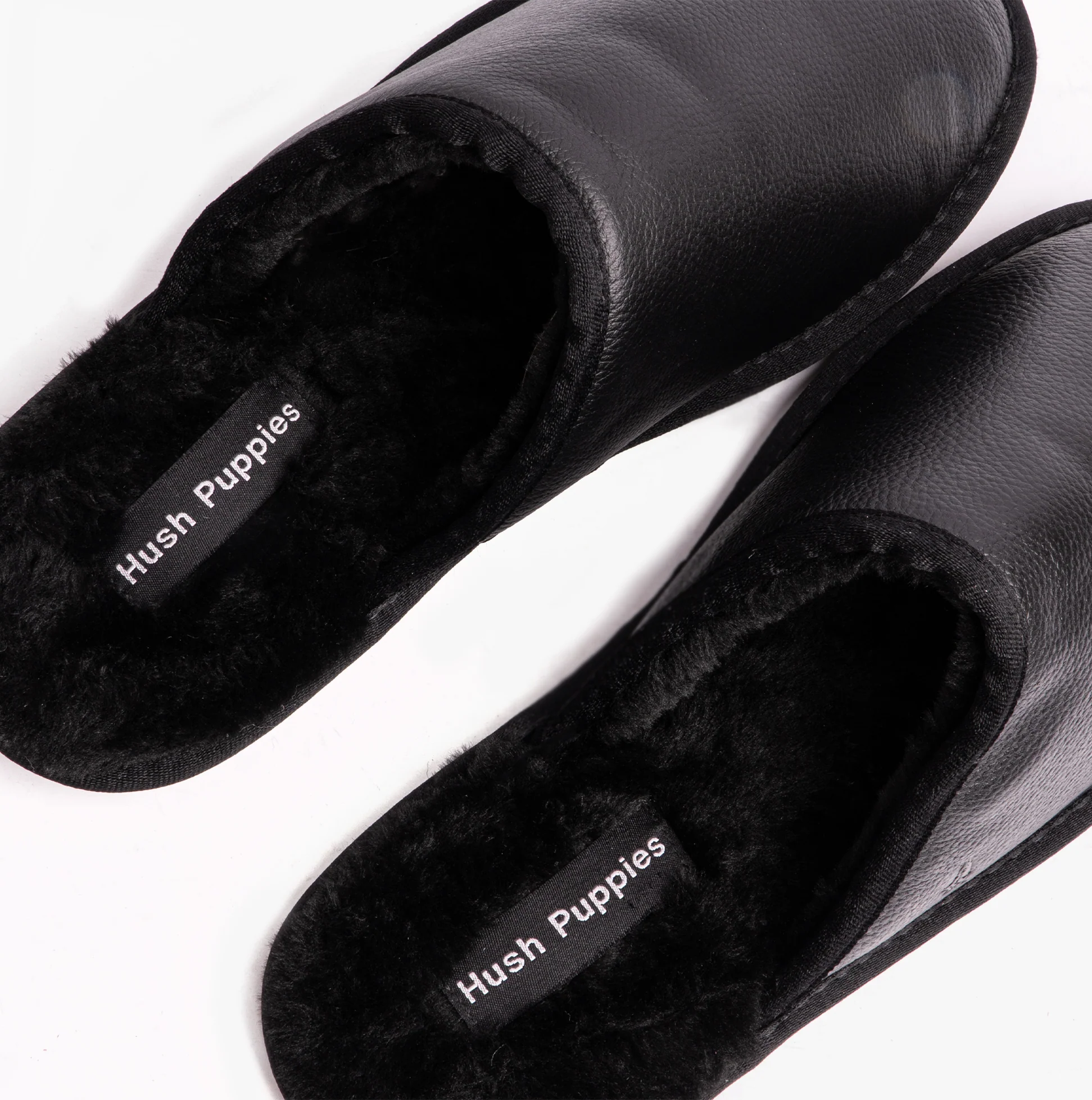 Hush Puppies COADY LEATHER SLIPPER Classic Mens Slippers Black - Image 5