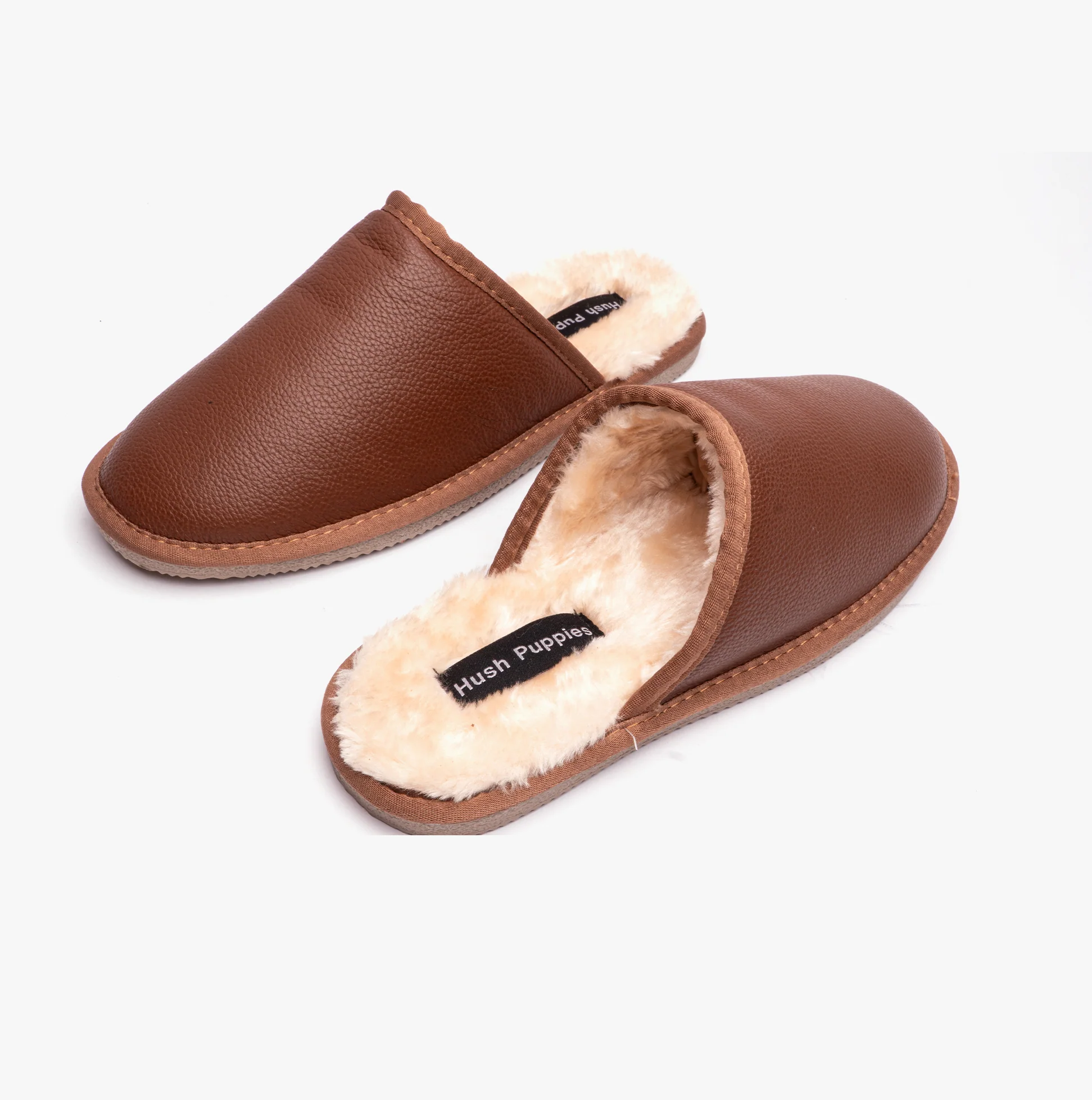 Hush Puppies COADY LEATHER SLIPPER Classic Mens Slippers Tan - Image 4