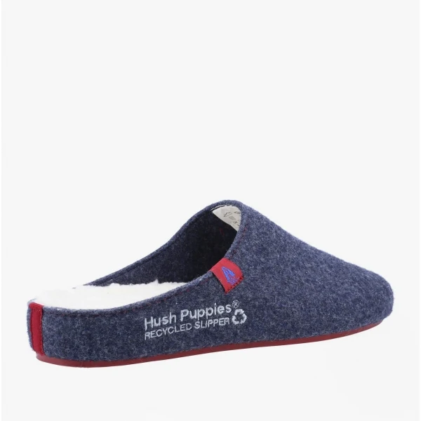 Hush Puppies GOOD Mens Recycled Felt Mule Slippers Navy - Image 4