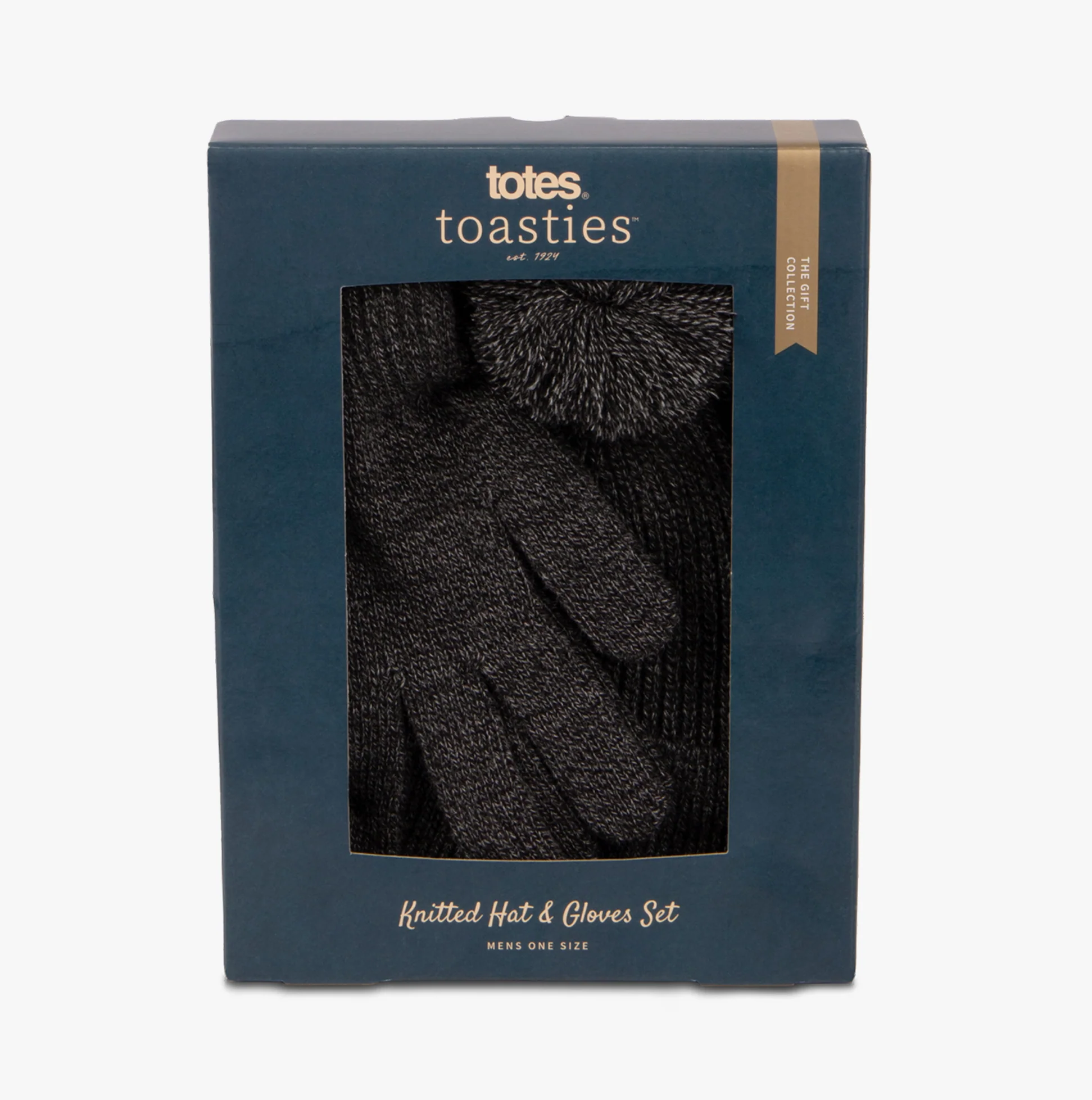 Totes Toasties Hat & Glove Set Mens Black / Grey - Image 4
