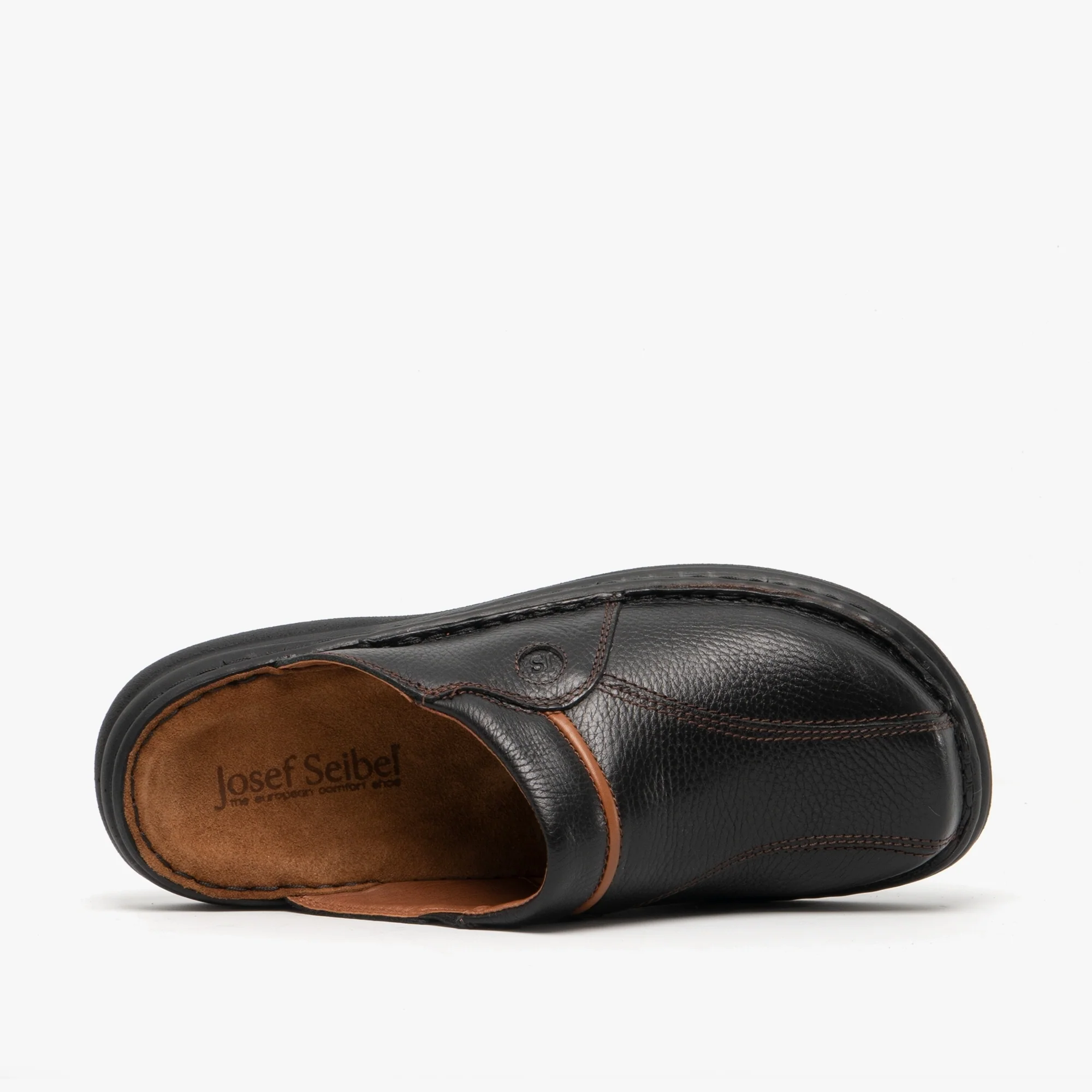 Josef Seibel KLAUS Mens Leather Mules Black/Cognac - Image 4