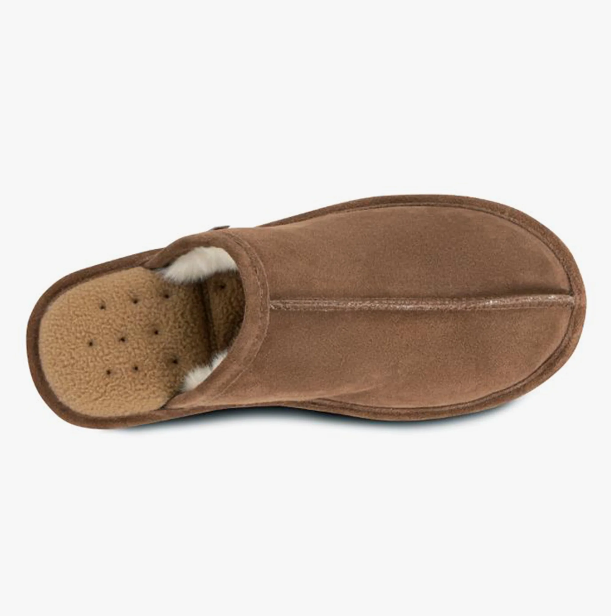 Totes Isotoner REAL SUEDE MULE Mens Memory Foam Slippers Tan - Image 3